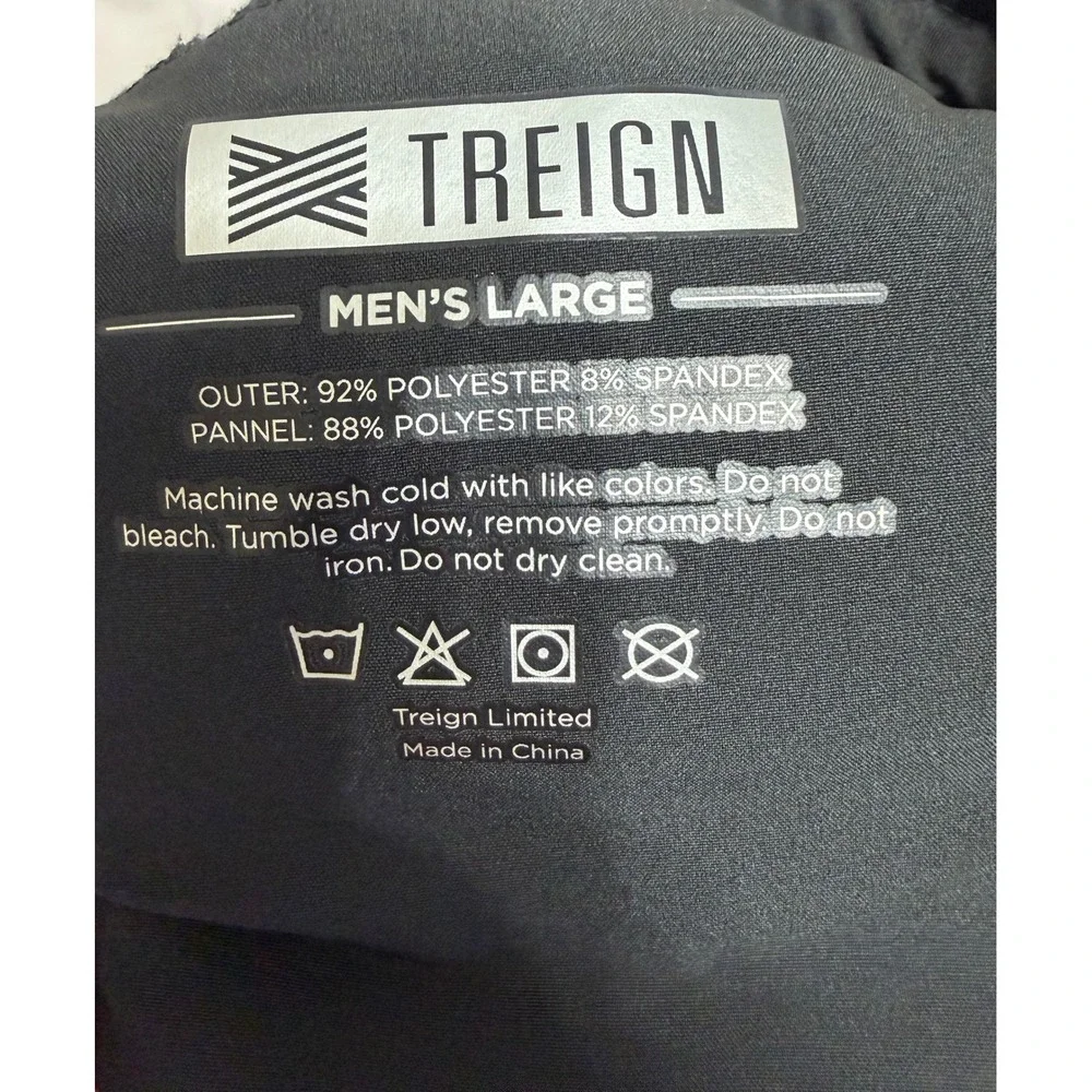 Treign Mens Performance Running Shorts Large Black Zip Pocket 7 Inch Mesh Panel